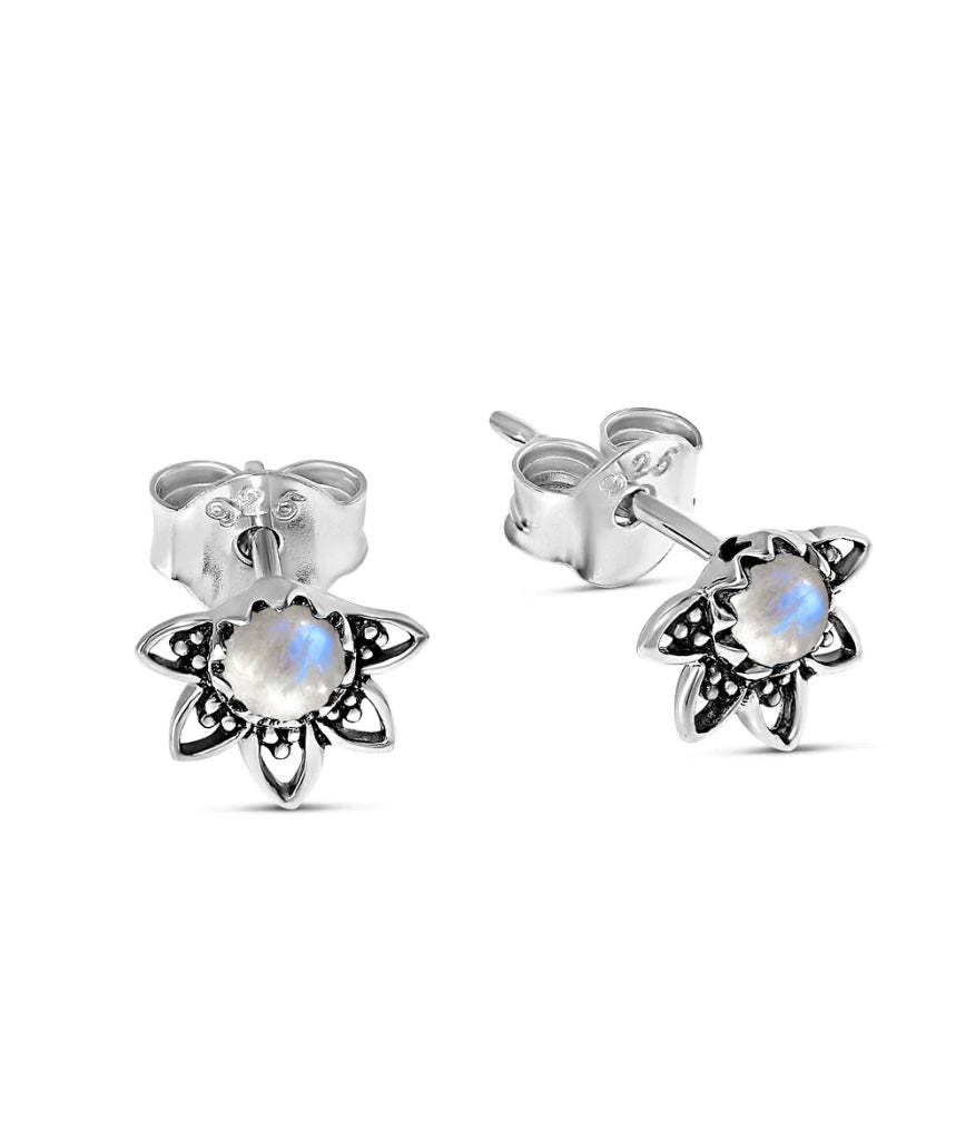 Mandala Eclipse Moonstone Studs