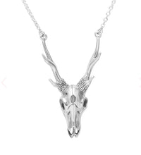 Load image into Gallery viewer, Sterling Silver Antler Skull Necklace
