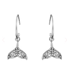 Load image into Gallery viewer, Dolphin Tail Hoop Earrings Sterling Silver
