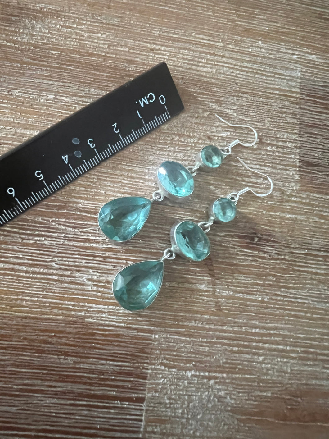 Green Amethyst Earrings Sterling Silver