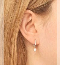 Load image into Gallery viewer, Delicate Pearl Huggies Sterling Silver
