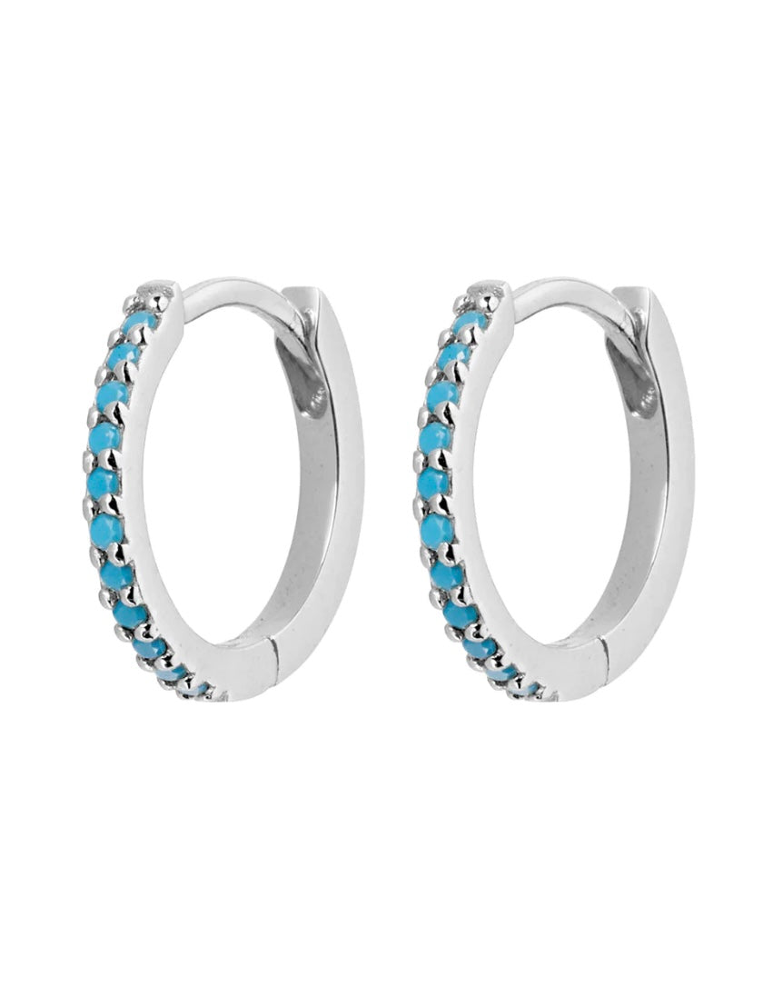 Sparkles Turquoise Huggies Sterling Silver