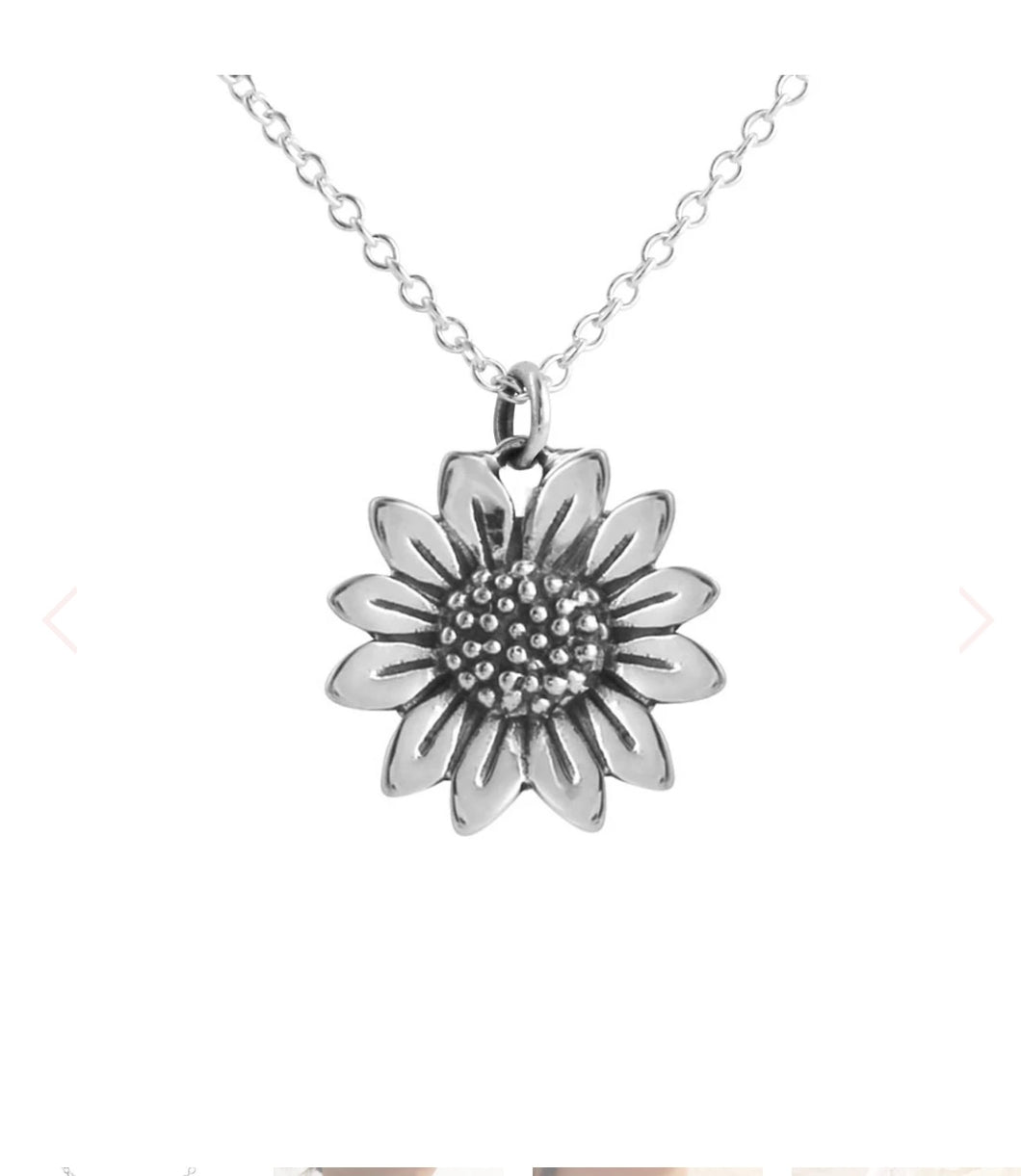 Blossoming Sunflower Necklace Sterling Silver