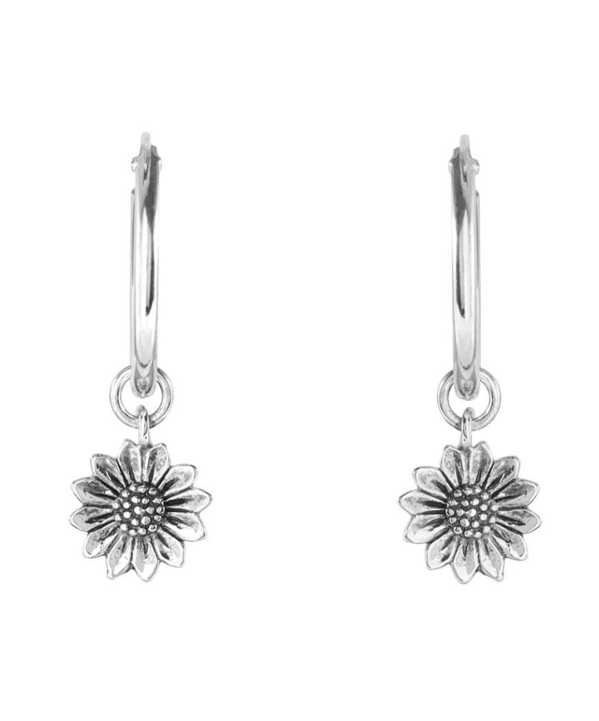 Delicate Sunflower Sleepers Sterling Silver